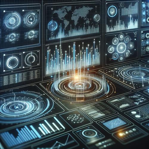 A futuristic digital interface showing complex financial data charts being analyzed by an AI algorithm, symbolizing AI in financial auditing.