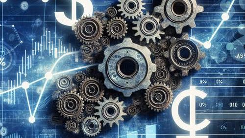 Conceptual image of AI gears and financial symbols intertwining, representing AI streamlining accounting workflows.