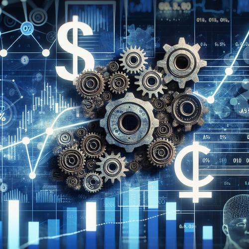 Conceptual image of AI gears and financial symbols intertwining, representing AI streamlining accounting workflows.
