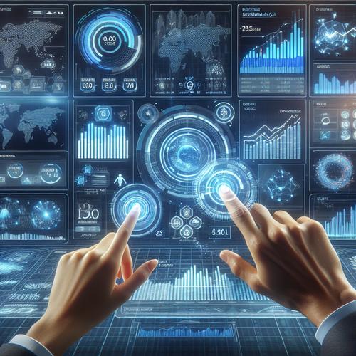 Futuristic dashboard displaying AI-driven financial charts and insights, symbolizing advanced financial analysis.