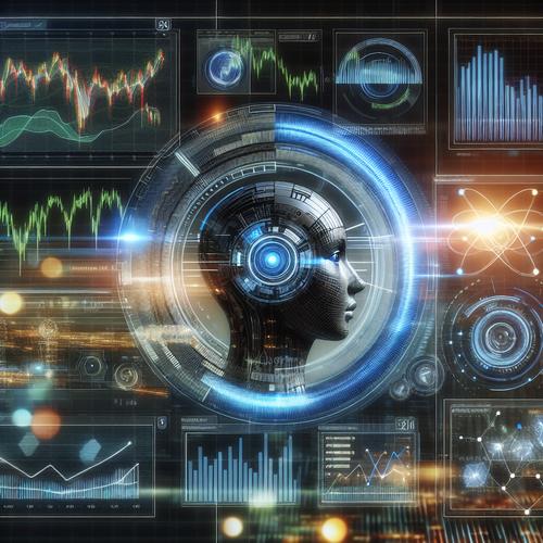 Futuristic dashboard depicting AI analyzing financial charts and complex data streams for M&A insights.