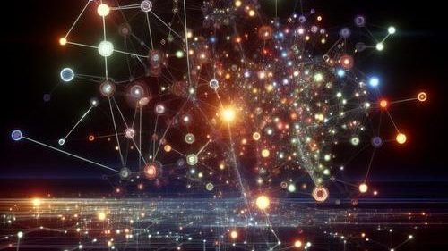 Abstract image showing connections between data points, representing AI's role in streamlining clinical trials for complex therapies.