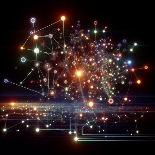 Abstract image showing connections between data points, representing AI's role in streamlining clinical trials for complex therapies.